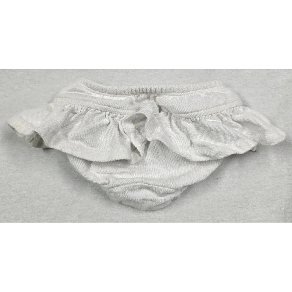 Ralph Lauren White Ruffle Diaper Cover Bloomers Baby Girl 3M Cotton Pique Knit